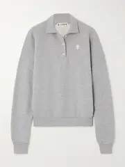 [ÉTERNE] ÉTERNE - Oversized Embroidered Cotton And Modal-blend Jersey Polo Sweatshirt - Gray - medium medium Gray