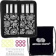 ChiaoGoo Twist Red Lace 6-Inch 6600 DPN Double Pointed Sock Knitting Needle Set, Sizes US 0, 1, 1.5, 2, 2.5, 3, Stainless Steel, Stitch Markers, Needle Gauge with Project Bag