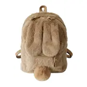 Nevenka Women Cute Rabbit Ears Backpack Fluffy School Bag Satchel-Yellow