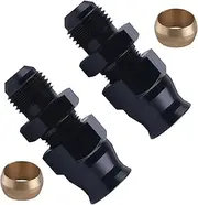 LEONTOOL 2pcs 6 an Male to 3/8" Hardline Adapter Compression Connection Aluminum Alloy Hard Straight Black Anodized Replacement Fuel System Connectors