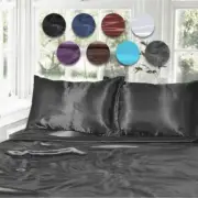 1000TC Silk Satin Single/KS/Double/Queen/King Fitted, Flat Pillowcase Sheet Set