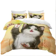 Cute Cat Designs Hi Five Black White Kitten Quilt Cover