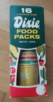 Vintage Box of 16 4-Ounce Size Dixie Cup Food Packs with Lids NOS NEW
