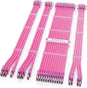 Sirlyr PSU Cables,PC Cable Extension Mod,Customized Easy Management Power Supply Cable - 1x24Pin ATX / 1x8 (4+4) Pin EPS/Longer 2x8 (6+2) Gold-Plated Pin GPU,Pink 4 Kits
