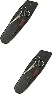 2 Sets Mustache Scissors and Beard Cutter Kit Durable Stainless Steel Trimming Shears with Comb Portable Grooming Accessory for Home and Barbershop Use