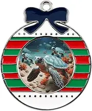 [FZMVSQH] Christmas Charms Turtle Starfishprinted Christmas Pendants Christmas Tree Charms Alloy Pendant Christmas Pendant Necklace Halloween Valentine Gift, Circular, Zinc