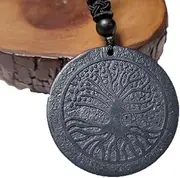 [Generic] WIKICRYSTAL Shungite Stone Tree Of Life Pendant Black Natural Stone Tree Of Life Pendant Jewelry for Men and Women,50%-70% Carbon Shungite, Shungite, Shungite