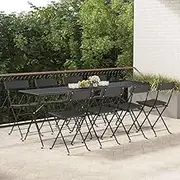 Folding Bistro Chairs 8 pcs Black Poly Rattan and Steel Patio Chair
