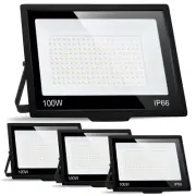 4 Pack 100W LED Flood Light Outdoor with Plug, IP66 Waterproof Exterior Secur...