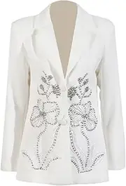 [Zadaos] Women's Suit Jackets Patchwork Print Single Breasted Long Sleeve Blazer Coats