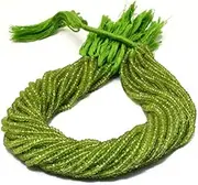 [Jaipur Gems Mart] AAA Peridot 4mm-5mm Hand Cut Faceted Rondelle Beads | 13inch Strand | Genuine Peridot Semi Precious Gemstone Beads for Jewelry Making |