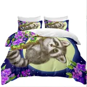 Wildlife Cute Animal Art Moonlight Raccoon Quilt Cover