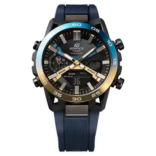 【CASIO 卡西歐】EDIFICE 藍牙連線 漸層色彩 賽車運動計時腕錶 47.8 mm(ECB-2000NP-1A)