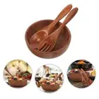 Fruit Bowls Salad Set Baby Serving Utensils Small Wood with Servers
