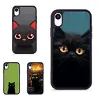 Japandi style black cat Shockproof Cover For iPhone XS 11 12 13 14 15 16 Pro Max
