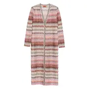 [Missoni] Missoni Zigzag-pattern Cardi-coat 42 IT PINK/WHITE