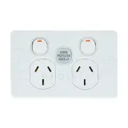Clipsal Classic C2000 Series Double Powerpoint 250V 10Amp 1Pole Surge Protected White - C2025SF-WE