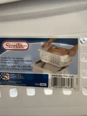 Sterilite Medium Stacking Basket Storage Bin Organizer Plastic Made in USA White