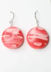 Pink Jade 20mm Coin .925 Sterling Silver Earrings Dyed Rhodochrosite Color 1.25"