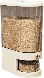 Rice Dispenser, Grain Container Storage, Measuring Cylinder With Lid, Sealed Rice Jar, Household Rice And Flour Drawer, Rice Storage Box, Grain Dispenser Barrel For Kitchen (White, 10 KG)