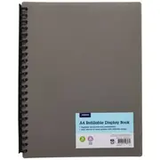 J.Burrows Recycled Refillable Display Book 20 Pockets Grey