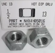 1/2-13 HEAVY HEX NUTS A194 GRADE 2H STEEL HOT DIP GALVANIZED (25)