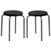 Home Square 17" Stackable Bar Stool with Black Seat - Set of 2