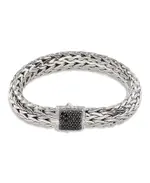 John Hardy Sterling Silver Icon Bracelet with Pave Black Sapphire, 10.5mm