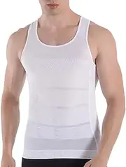 [MATSOONY] Compression Shirt Men's Shapewear with Breathable and Elastic Material, Figure-Shaping Undershirt as a Tummy Control Shirt, Ideal for Training, Sports & Everyday Use, White, XL