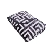 Bloomington 800GSM Greek Key Charcoal Winter Premium Quality 1 Ply Mink Blanket Double