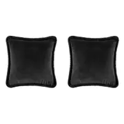 2x Kas Australia Pascale Filled Cushion/Pillow Home Decor Square 50x50cm Black