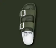 Shoes PANTONE Man Low Sandals Olive Green Natural leather Footwear Size 43 EU