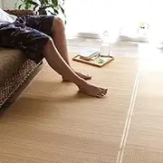 Ikehiko Carpet Rug, Bamboo Carpet, Good Texture, Rectangular, Single Item, Yoke, Beige, Approx. 103.3 x 103.3 inches (261 x 261 cm), Made in China, Made in China, Bamboo is Durable, Pet OK,