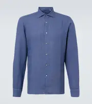 [Fedeli] Fedeli Nick linen shirt UK 17 blue