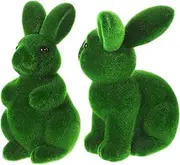 GANAZONO 2pcs Rabbit Decor Flocking Animal Ornament Easter Adorable Appearance for Home Yard
