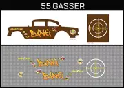 Hot Wheels (1/64), 55 Gasser "Bang" Waterslide, Printed White First, Decals