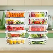 ZUNI 10 PCS Airtight Food Storage Containers with Lids, Plastic Containers for Kitchen Pantry Organization, BPA-Free, Leak-Proof, Microwave/Dishwasher Safe with Labels & Pen
