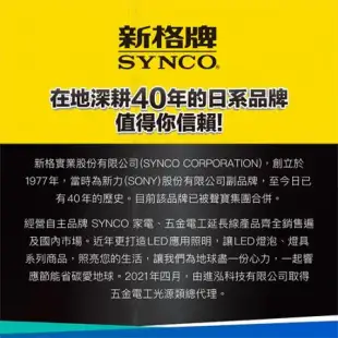 Synco新格牌 5開3孔3座+2USB+1TYPE-C電腦延長線-1.8M 台灣製 CNS最新認證 防火 防雷