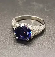 Bella Luce Blue And White Cubic Zirconia Rhodium Over 925 Ring 7.58ctw Sz 8