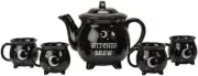 Pacific Trading Witches Brew Tea Set, 10.25-inches Height, Black, Ceramic