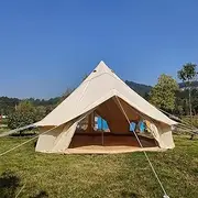 Bell Tent Canvas Mongolian Yurt Tent Double Layers Teepee Tent Outdoor Camping Family Tent Pyramids Indian Tent 4-Season Little Surprise