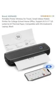 NOPAARD Portable Wireless Inkless Bluetooth A4Thermal Mobile Printer WHITE