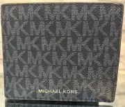 NWT Men's MICHAEL KORS Cooper Logo Bifold Wallet w/Passcase Blue ($198)