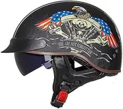 Motorcycle Helmet Casco Moto Half Helmet German Classic Moto Helmet Retro DOT Certification Capacete De Moto with HD Visors(GMT-4-8,Large)