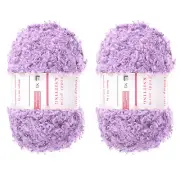 2pcs Fur Yarn Polyester Yarn Fluffy Chunky Yarn Light Purple for Crocheting,50m