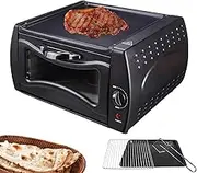 Electric Mini Oven for Pizza, Countertop Tandoor Oven with Disk and Clamp, 50-400℃ Temperature Control, 1500W Mini Pizza Maker for Chapati, Roti, Lahmacun, Manakish, and Naan Bread