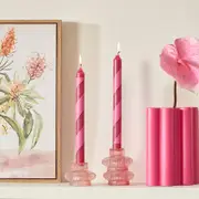 Lily Pink Stripe Taper Candle 2pk [HABBLSCASS24DIS]