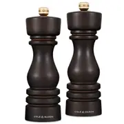 2pc Cole & Mason London Salt and Pepper Mill Gift Set - Chocolate Wood 18cm