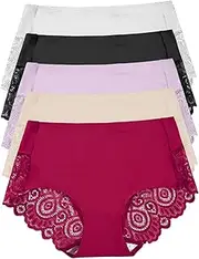 [AZIDWERYQ] 5PCS Lace Underwear for Women Soft & Breathable Panties for Women Elastic Mid-Waist Lace Panties for Easy Care Underwear Pack Hipster Daily Use for
