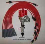 PONTIAC 350-389-400-455 RED Small FEMALE Cap HEI Distributor & SPARK PLUG WIRES
